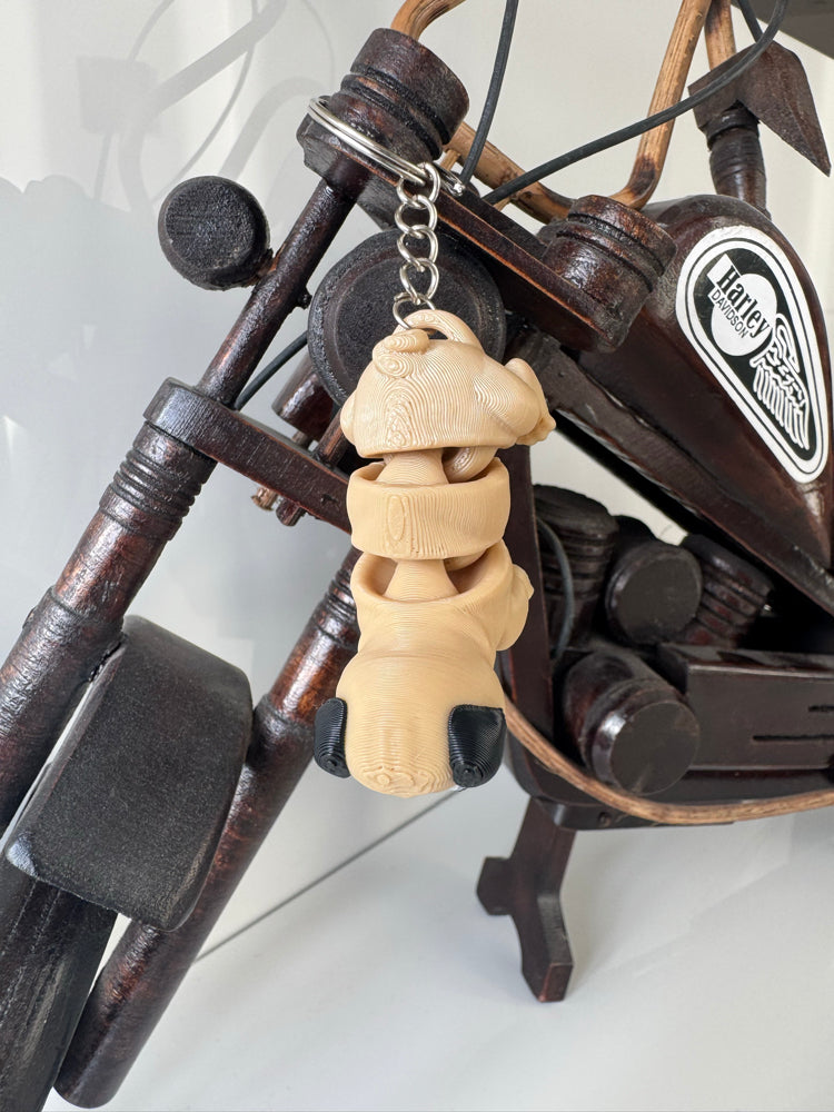 Cute 3D Printed Articulated Pug Keychain