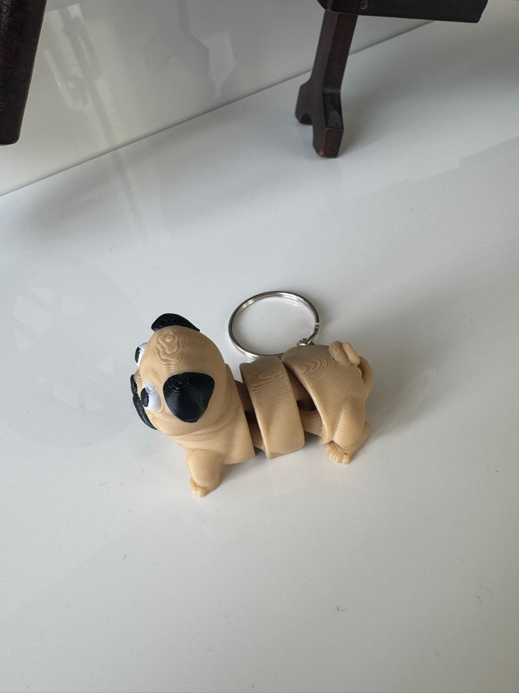 Cute 3D Printed Articulated Pug Keychain