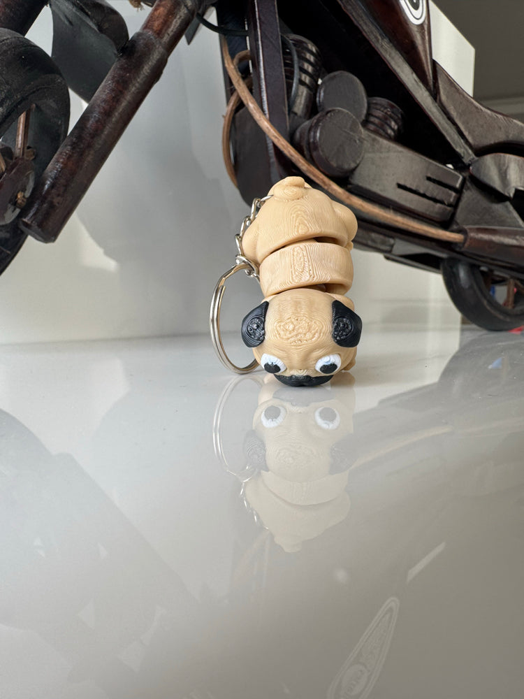 Cute 3D Printed Articulated Pug Keychain
