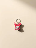 Cute 3D Printed Pink Bunny Face Keychain