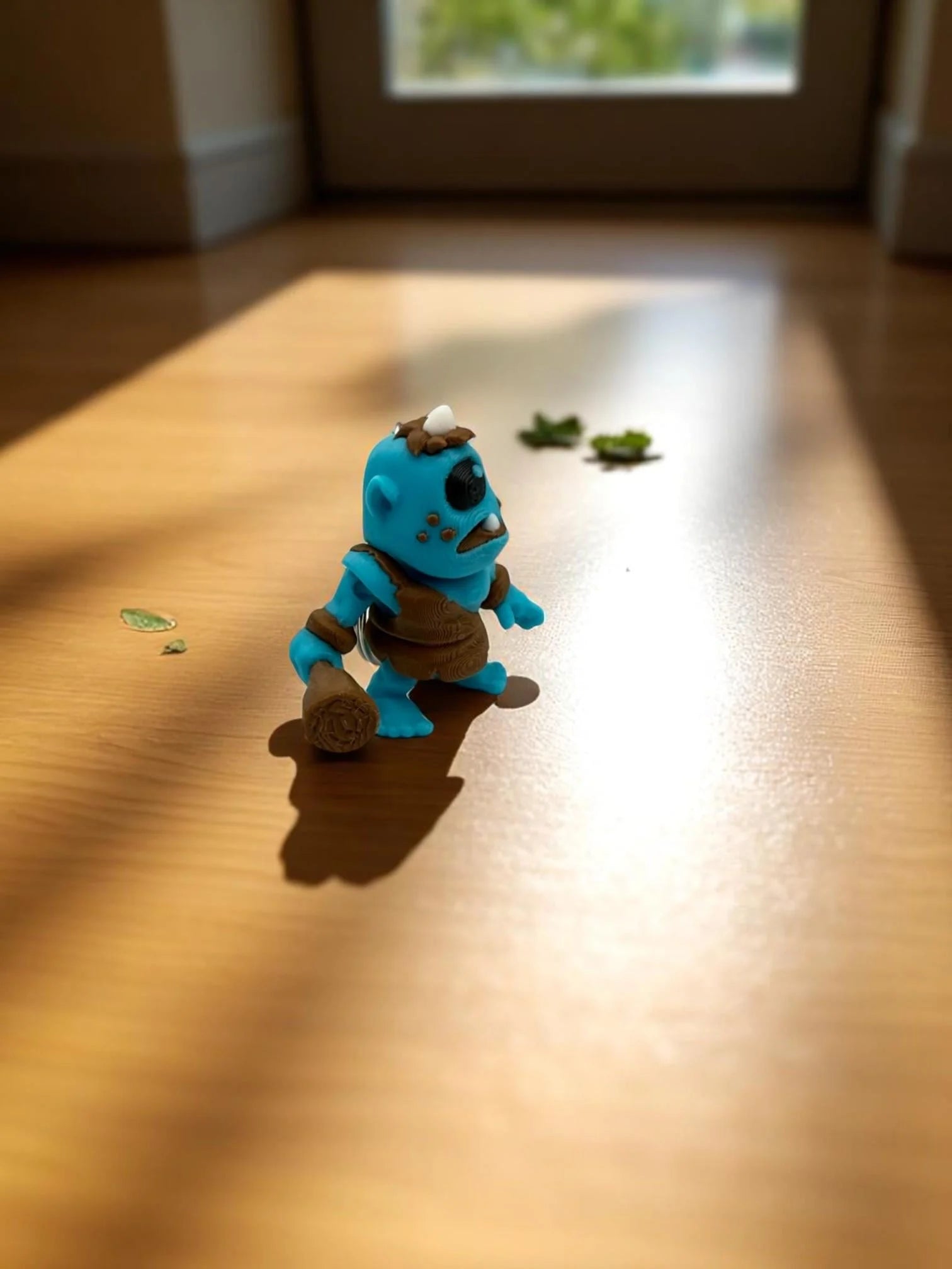 Cute 3D Printed Blue Monster Keychain